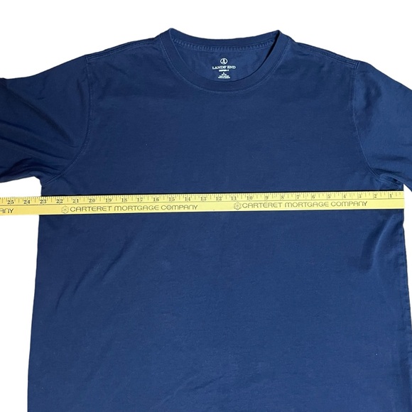 Lands End Super-T Mens Large L Blue Cotton Long Sleeve Crew Neck T-Shirt Casual - Picture 11 of 13